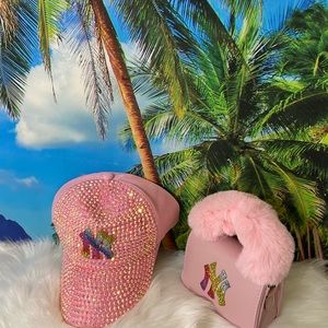 Hat and mini purse set with rhinestones.